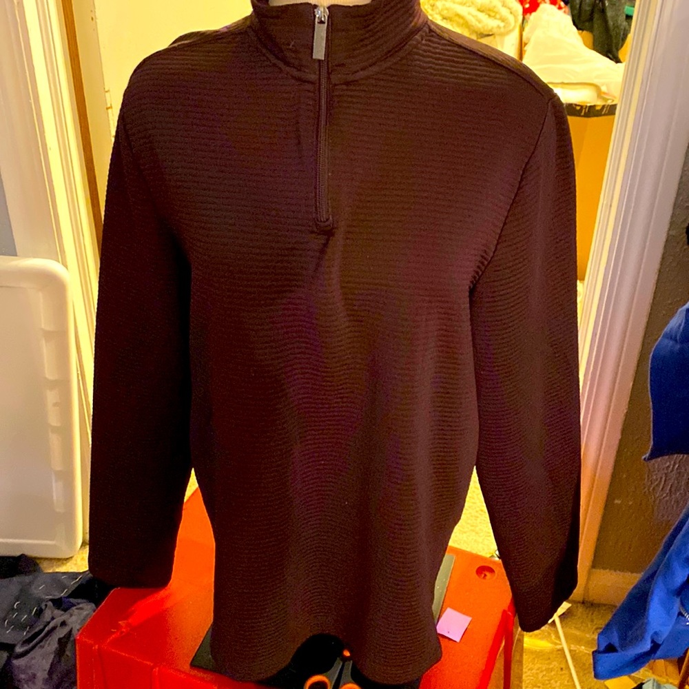 🌸AXIST mauve Ribbed Half Zip Pullover Knit Sweater lined long sleeves L